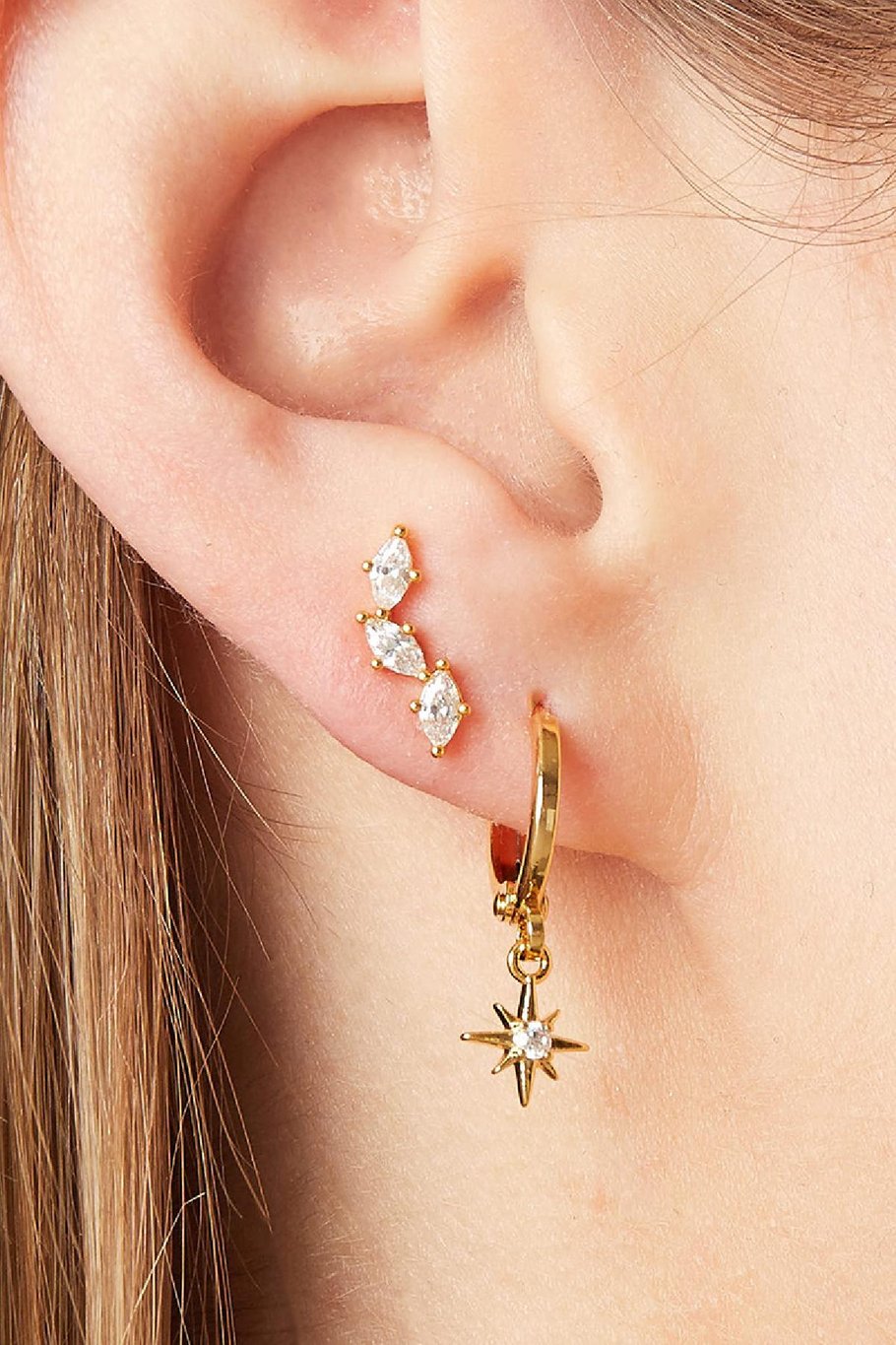 Piercing Diamond Leaves Silver Color Copper h5Picture2